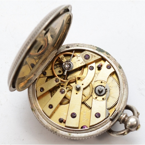 111 - DF&C, An early 20th century fine silver key wind fob watch, the enamel dial set with Roman numerals,... 