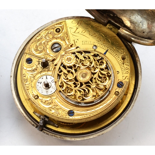 142 - William Bardwell of London, A silver cased open faced key wind fusee pocket watch, London 1810, the ... 