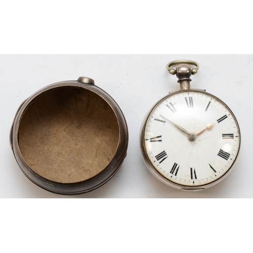 144 - Ballard of Cranbrook, a silver cased open faced key wind fusee pocket watch, London 1832, the enamel... 