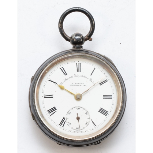 146 - H. Samuel of Manchester, a silver cased open faced key wind pocket watch, Chester 1900, the enamel d... 