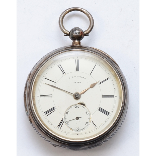 147 - L. Rosenberg of Leeds, a silver cased open faced key wind fusee pocket watch, Chester 1895, the enam... 