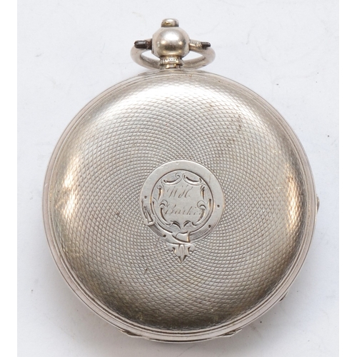 150 - Cave of Plymouth, a silver cased open faced key wind pocket watch, London 1854, the enamel dial set ... 