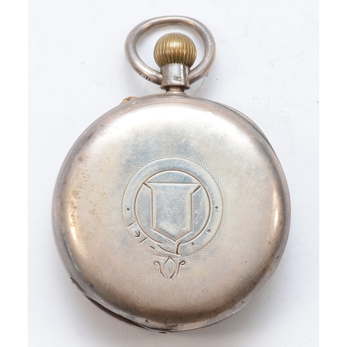 151 - John Vincent of Weymouth,  a silver cased open faced key less wind pocket watch, Chester 1902, the e... 