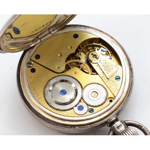 153 - McDowell Brothers of Dublin, a silver cased open faced key less wind pocket watch, Chester 1902, the... 