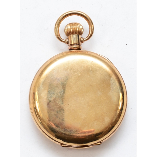 154 - Uno, a gold plated open faced key less wind Antimagnetic pocket watch, the enamel dial set with Roma... 