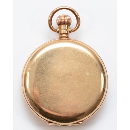 159 - Dennison, a 9ct gold hunter key less wind pocket watch, Birmingham 1929, the enamel dial set with Ar... 