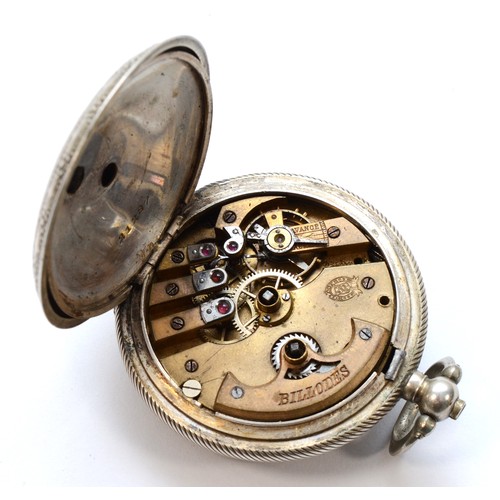 161 - H & J. Blumenthal Freres, a 800 silver Constantinople hunter key wind pocket watch, the enamel dial ... 