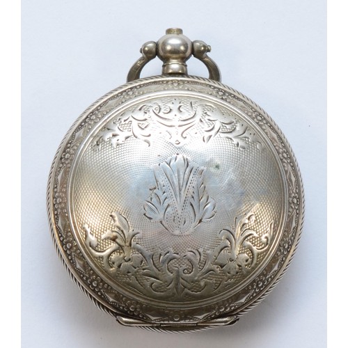 161 - H & J. Blumenthal Freres, a 800 silver Constantinople hunter key wind pocket watch, the enamel dial ... 