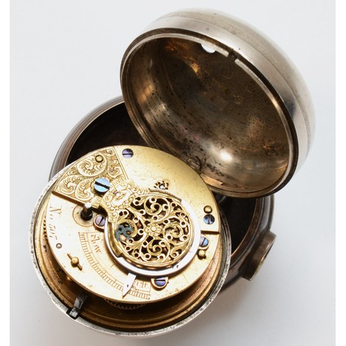 164 - A Victorian silver cased open faced key wind fusee pocket watch, Birmingham 1866, the enamel dial se... 