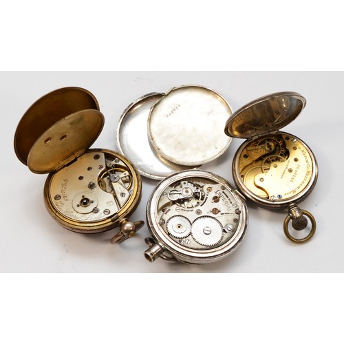 166 - Three silver fob watches to include a half hunter fob watch, by John Bariel Locke, movement number 5... 