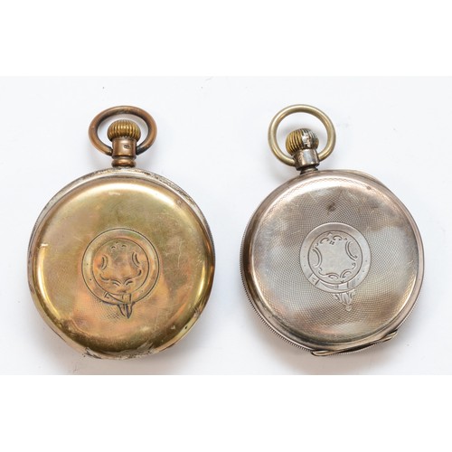 168 - Two Waltham silver cased open faced key less wind pocket watches, a Traveler, movement No 11699075, ... 