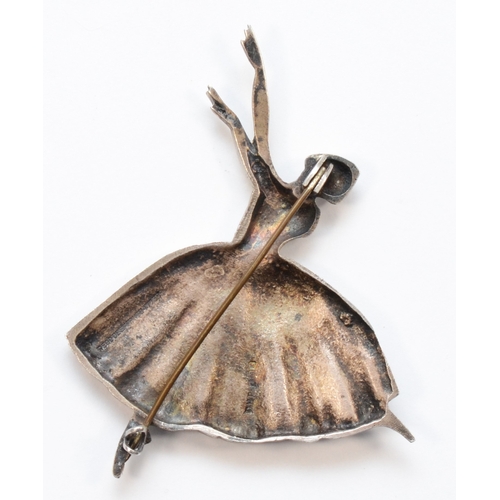 193 - A silver ballerina brooch, by Frederick Massingham, Birmingham 1947, 7 x 5.5cm, 19gm.