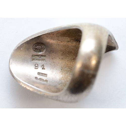 211 - Georg Jensen, a Danish sterling silver Modernist ring, designed by Nanna Ditzel, makers mark, model ... 