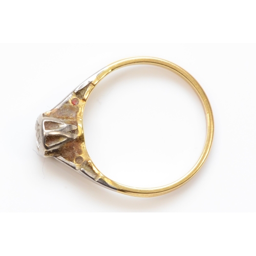 279 - A gold single stone brilliant cut diamond dress ring, unmarked, estimated weight .20, J-K, 1.8gm.