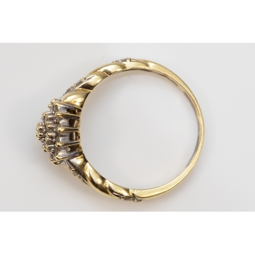 330 - A 9ct gold eight cut diamond cluster ring, stated weight .29, P, 2.9gm.