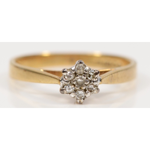 408 - A 9ct gold eight cut diamond cluster ring, M, 1.7gm.