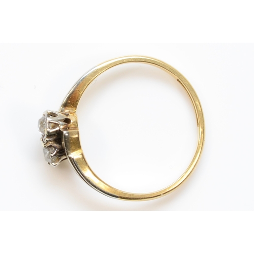 448 - An 18ct gold and platinum old cut diamond dress ring, M-N, 2.3gm.