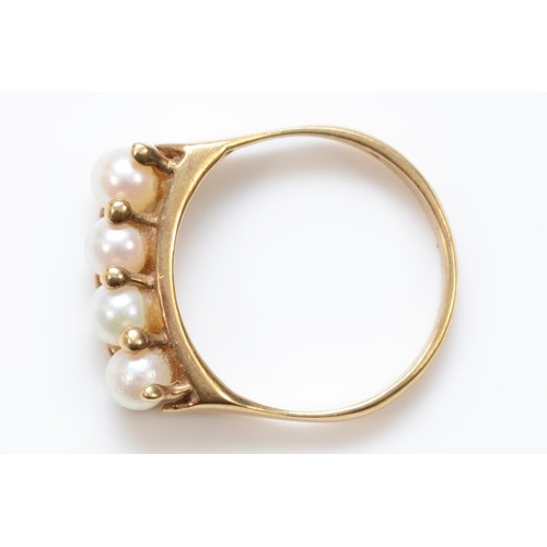 505 - A 9ct gold cultured pearl dress ring, L-M, 2.4gm.