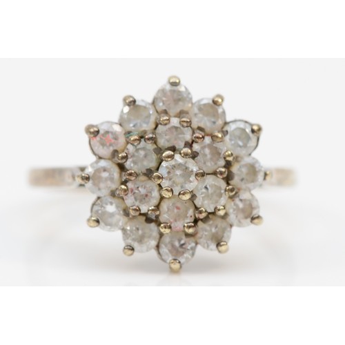 507 - A 9ct white gold cubic zirconia cluster ring, M-N, 2.6gm.