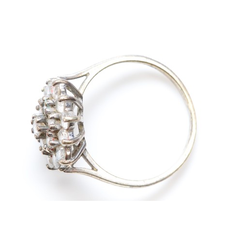 507 - A 9ct white gold cubic zirconia cluster ring, M-N, 2.6gm.