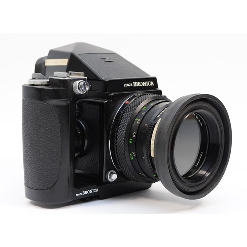 Zenza Bronica ETRS medium format camera, 75mm lens, and speed grip together with spare film back.