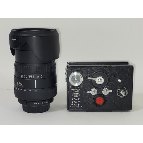 84 - A Sigma Aspherical 28-200mm camera lens, together with a mid 20th century KMZ FT-2 panoramic camera,... 