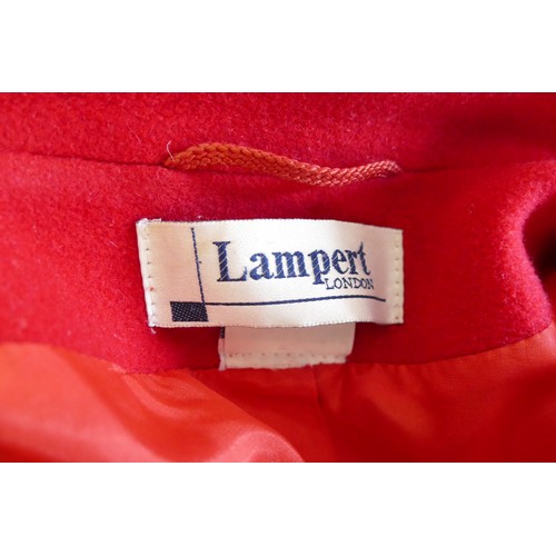 240 - Lampert red, 'Luxury Lambswool and other fibres', size 16. Gold detail to cuffs, single gold buttons... 