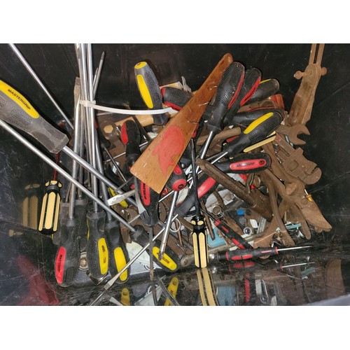 111 - A selection of hand tools, to include screwdrivers, spanners, pilers, hammers, etc.