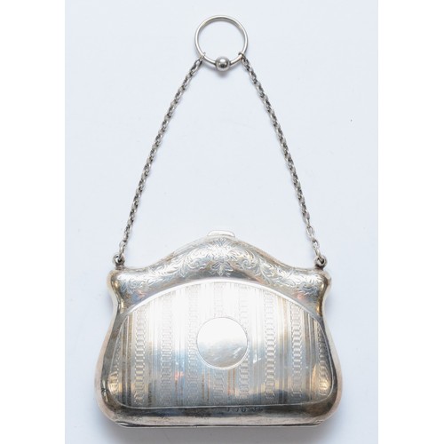 68 - A silver purse, Birmingham 1910, with fitted interior, 10 x 8cm, 93gms