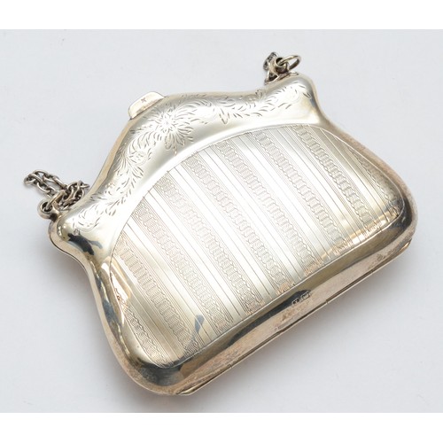 68 - A silver purse, Birmingham 1910, with fitted interior, 10 x 8cm, 93gms