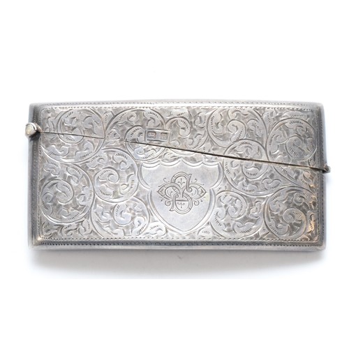 69 - An arched silver card case, Birmingham 19128 x 4cm, 39gms.