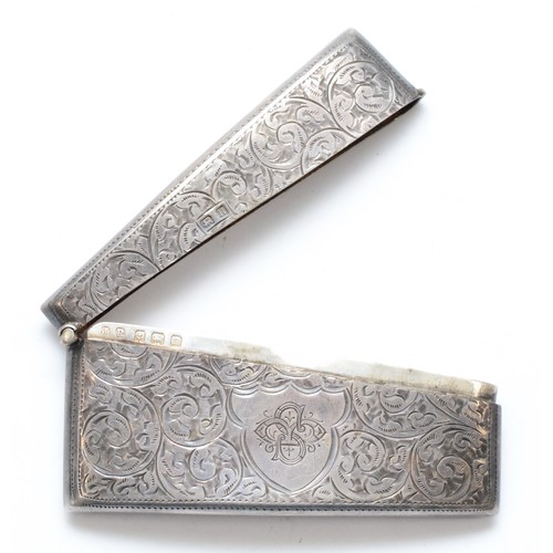 69 - An arched silver card case, Birmingham 19128 x 4cm, 39gms.