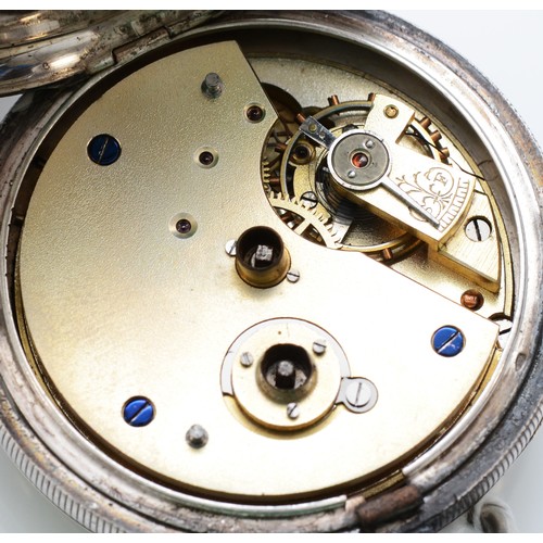 J.G. Graves, a silver key wind open face pocket watch, Swiss hallmarks, Midland Lever movement, 53mm