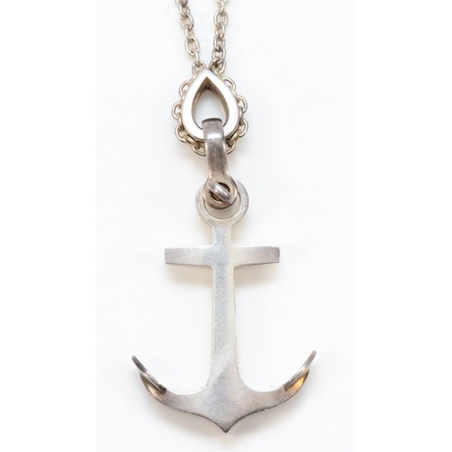 223 - Knud V Anderson, a Norwegian heavy silver anchor pendant, 63mm, 60cm chain, 33gm