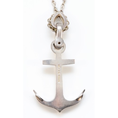 223 - Knud V Anderson, a Norwegian heavy silver anchor pendant, 63mm, 60cm chain, 33gm