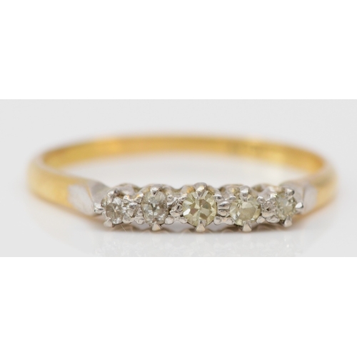 237 - An 18ct gold five stone single cut diamond ring, S, 2.5gm