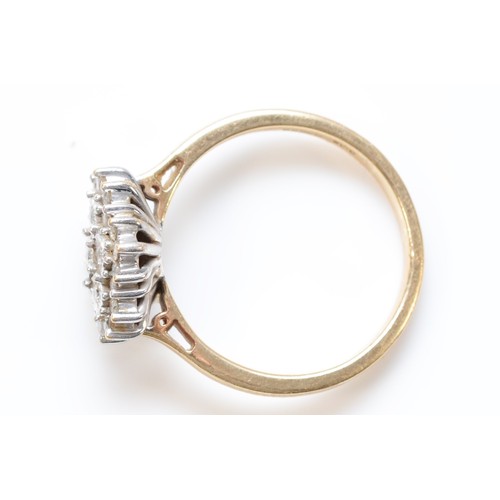 428 - A 9ct gold and single cut diamond cluster ring, stated weight 0.25cts, N, 2.9gm