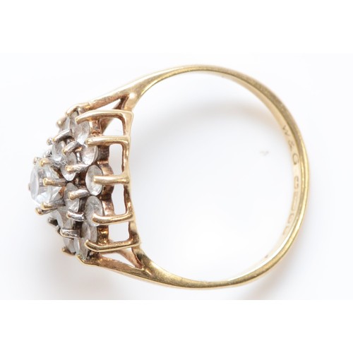 430 - A 9ct gold and white stone cluster ring,  h 1/2, 1.9gm