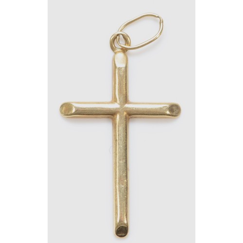 432 - A 585 gold cross pendant, top loop stamped, 30 x 17mm, 0.9gm