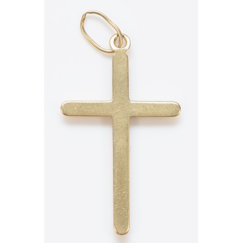 432 - A 585 gold cross pendant, top loop stamped, 30 x 17mm, 0.9gm