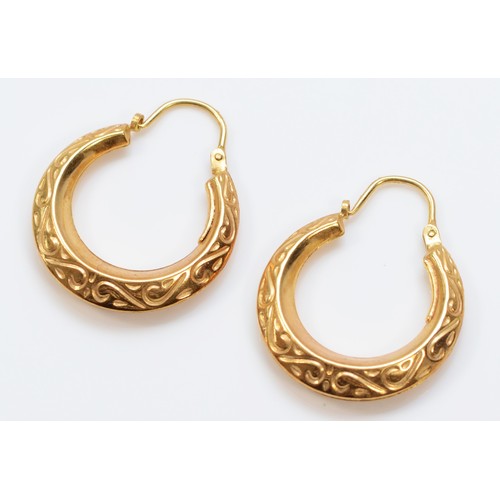 434 - A 9ct gold pair of hoop ear rings, 1.7gm