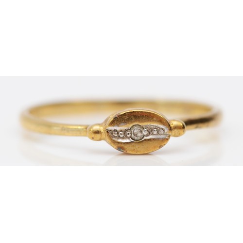 421 - A 9ct gold and diamond ring, K, 0.8gm