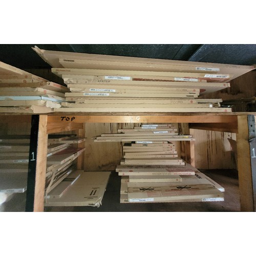 34 - A substantial collection of Howdens cabinet doors, graphite gray and Fairblue, various sizes, approx... 