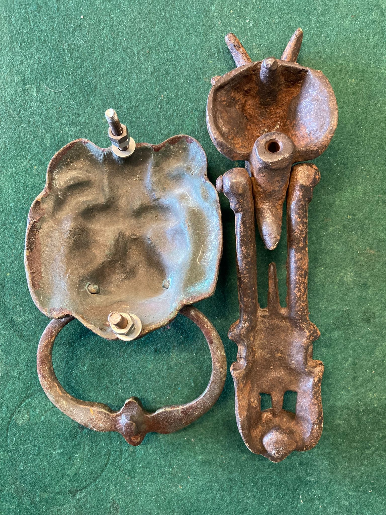 A cast bronze door knocker, circa late 19th century, having lion mask ...