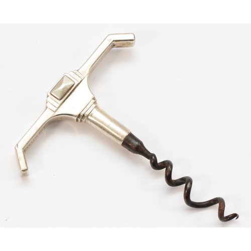 73 - An Art Deco silver cork screw, by H. Pidduck & Sons, London 1936, of geometric form, 8.5cm across, 7... 