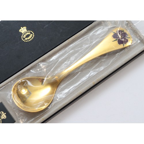 17 - Georg Jensen, a silver gilt and enamel 1974 Year spoon, by Rigmor Andersen & Annelise Bjorner, 15cm,... 