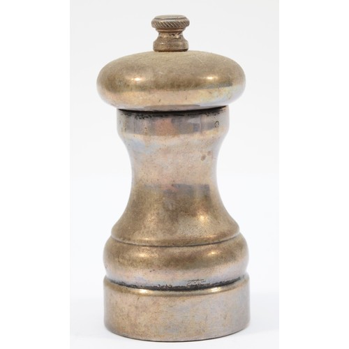 42 - A silver pepper grinder, Birmingham 1996, with Peter Piper Peppermill fittings,  10cm