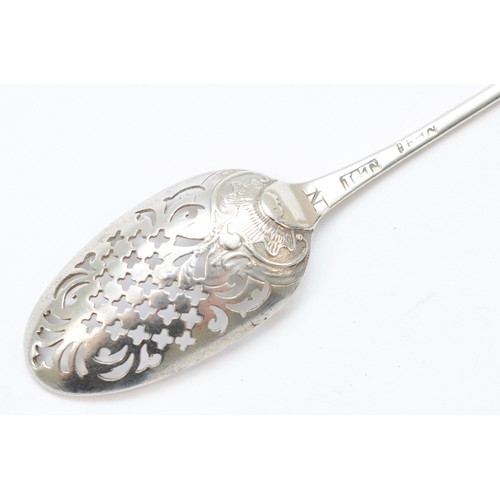 11 - A George II silver mote spoon, by James Tookey, London, c.1760, makers mark struck twice, with pierc... 