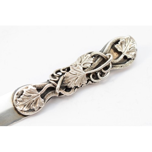 66 - A silver letter opener, by Warwickshire Reproduction Silver, Birmingham 1970, with cast vine leaf ha... 