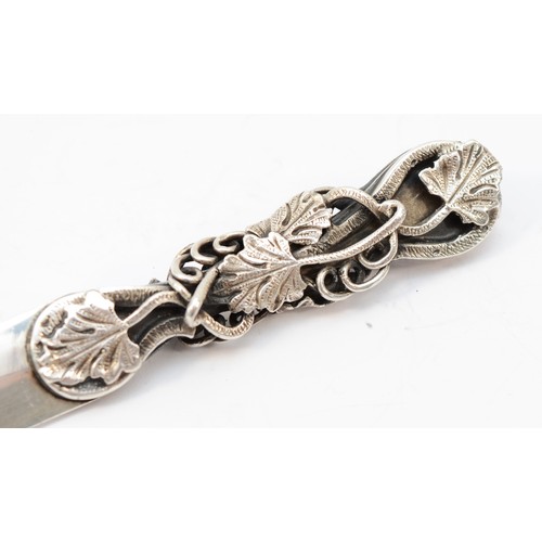 66 - A silver letter opener, by Warwickshire Reproduction Silver, Birmingham 1970, with cast vine leaf ha... 